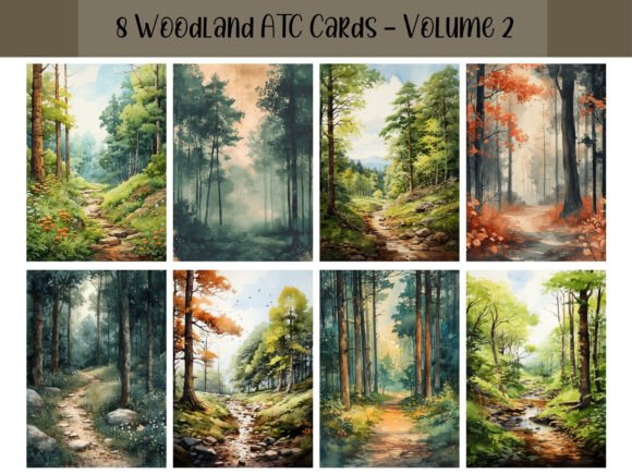 Download 8 Woodland ATC Cards for Junk Journals - Cards Collection