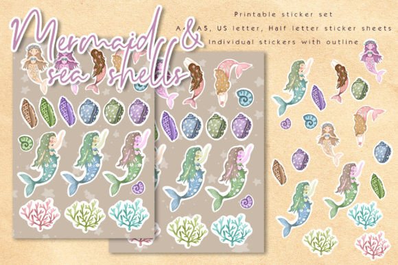 Download Mermaid Sticker Png and Sticker Sheets - Sticker sheets Collection
