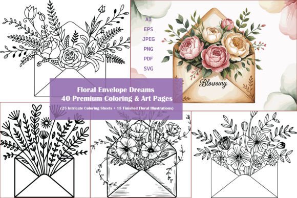 Download 25 Coloring + 15 Floral Art Pages - Premium Resources