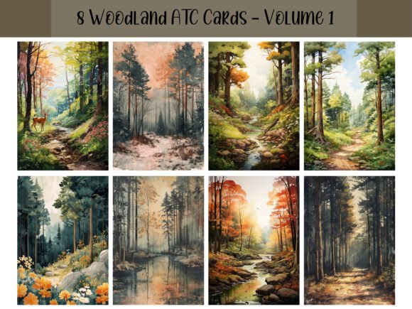 Download 8 Woodland ATC Cards for Scrapbooking - Cards Collection