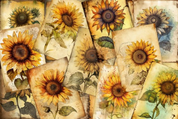 Download Sunflower Junk Journal ATC Cards - Cards Collection