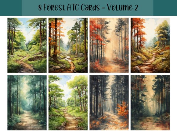 Download 8 Forest ATC Cards for Junk Journals - Cards Collection