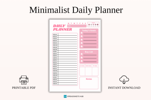 Download Minimalist Daily Planner Printable PDF - Daily planner printable Collection