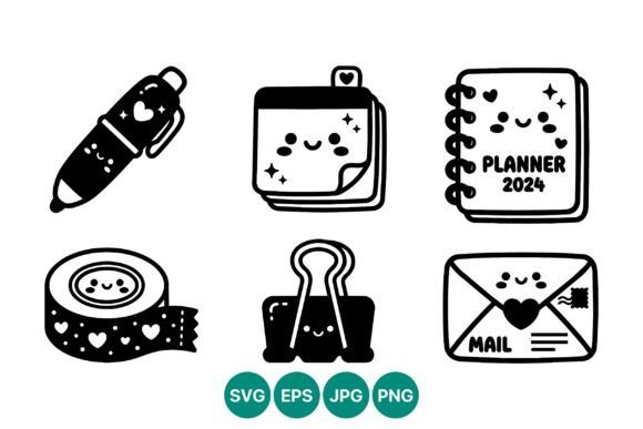 Download Cute Kawaii Planner 2024 Vector Art - Cute kawaii planner Collection