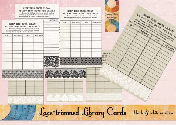 Download Lace-Trimmed Library Check-out Cards - Cards Collection