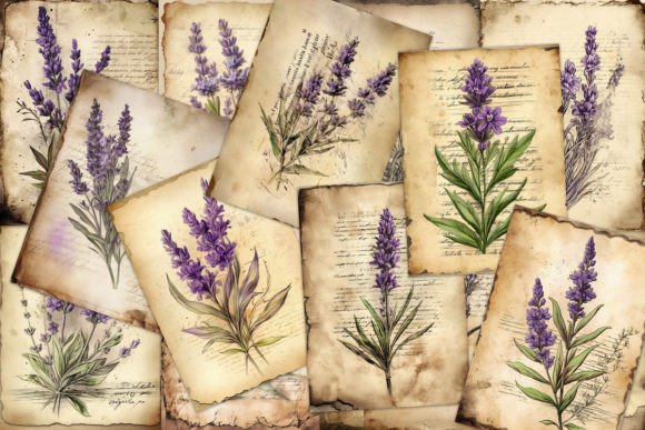 Download Lavander ATC Cards Junk Journal Ephemera - Cards Collection