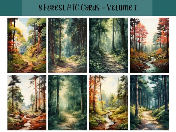 Download 8 Forest ATC Cards for Scrapbooking - Cards Collection