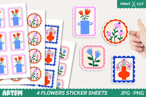 Download Retro Flowers Sticker Sheets - Sticker sheets Collection