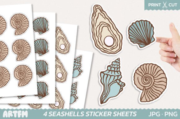 Download Vintage Seashells Sticker Sheets - Sticker sheets Collection